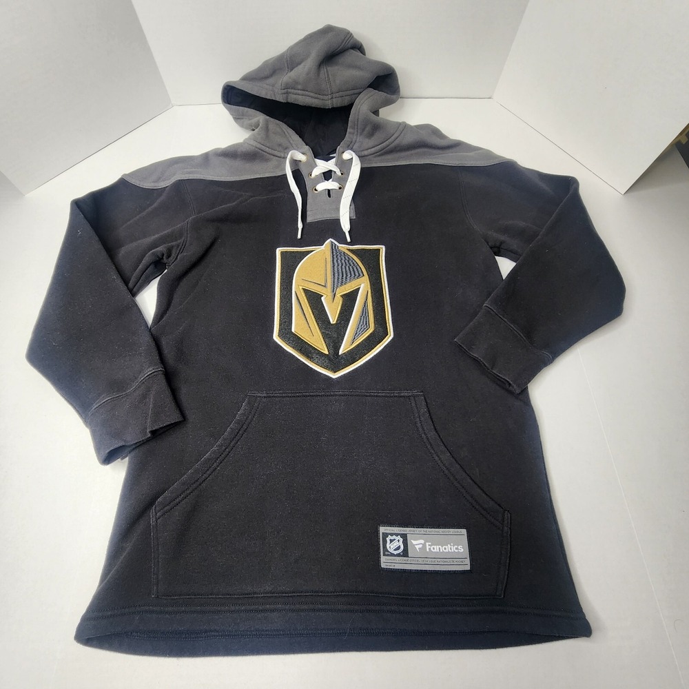 Las Vegas Golden Knights Hoodie Mens Small Black Gray Tie Hockey Jersey Style